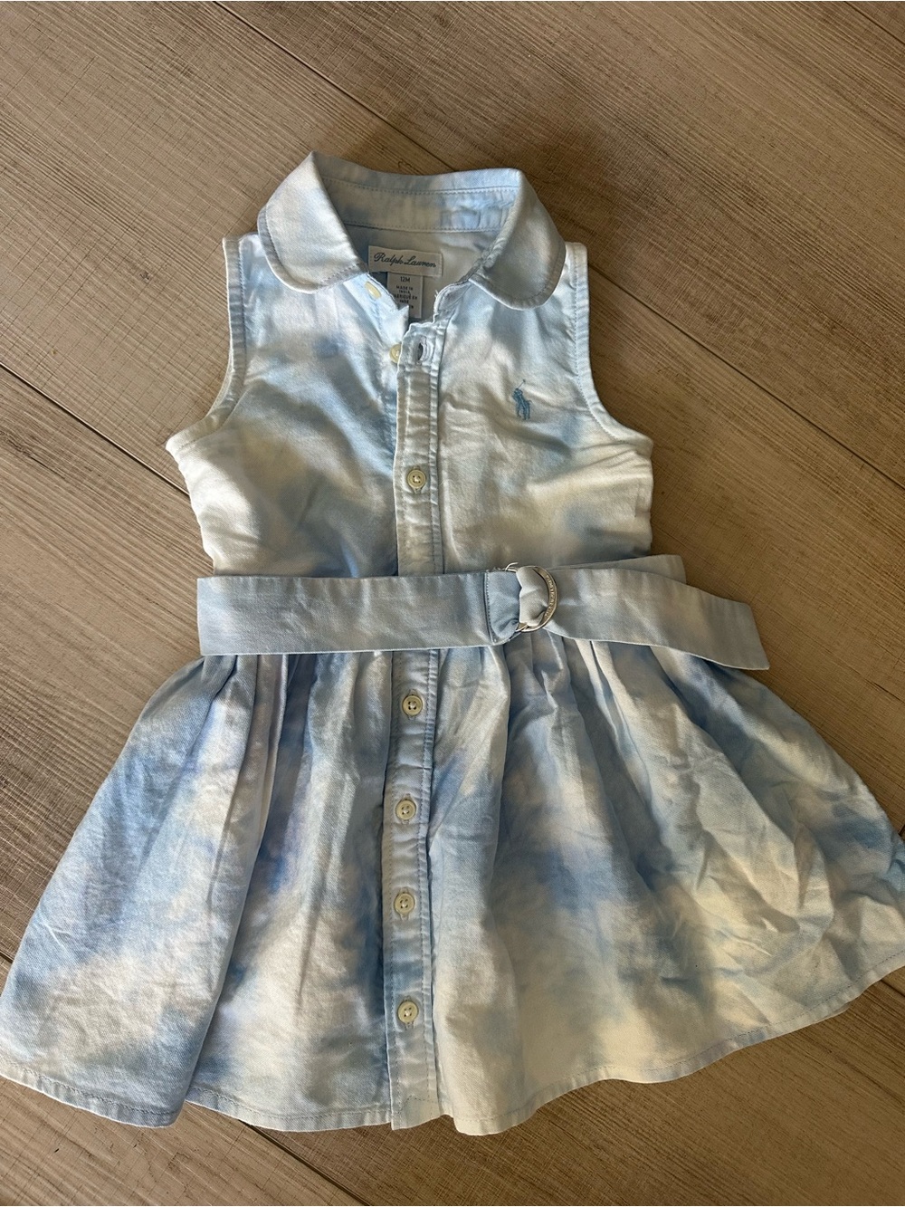 Polo Ralph Lauren Baby Girls Belted Oxford “Fun Shirt Dress” + Bloomers